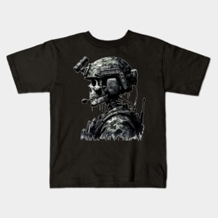 Skeleton Skull Soldier Kids T-Shirt